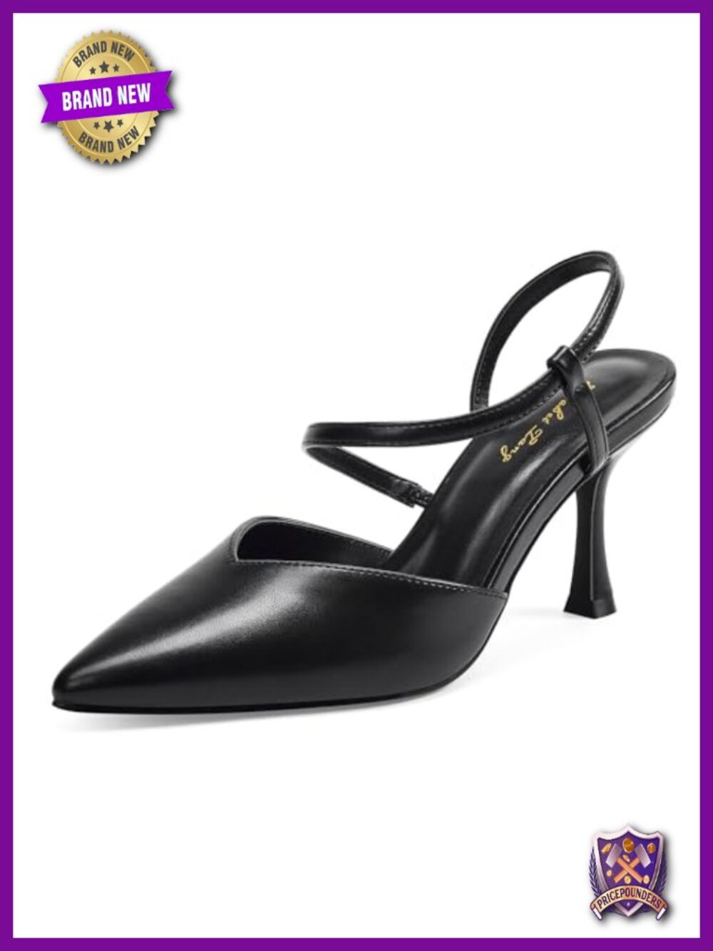 Slingback Kitten Heels Pointed Toe Low Heel Pumps Elastic Strap Comfortable